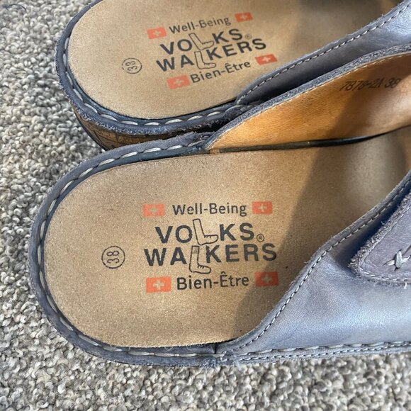 VOLKS WALKERS Slides Grey Wedged Leather Sandals Wedges Size EU 38 / Size US 8.5 - Picture 9 of 9